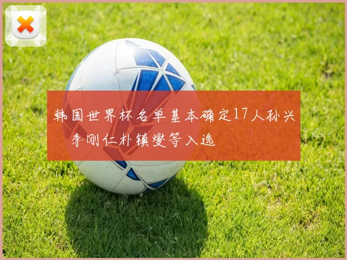韩国世界杯名单基本确定17人孙兴慜李刚仁朴镇燮等入选
